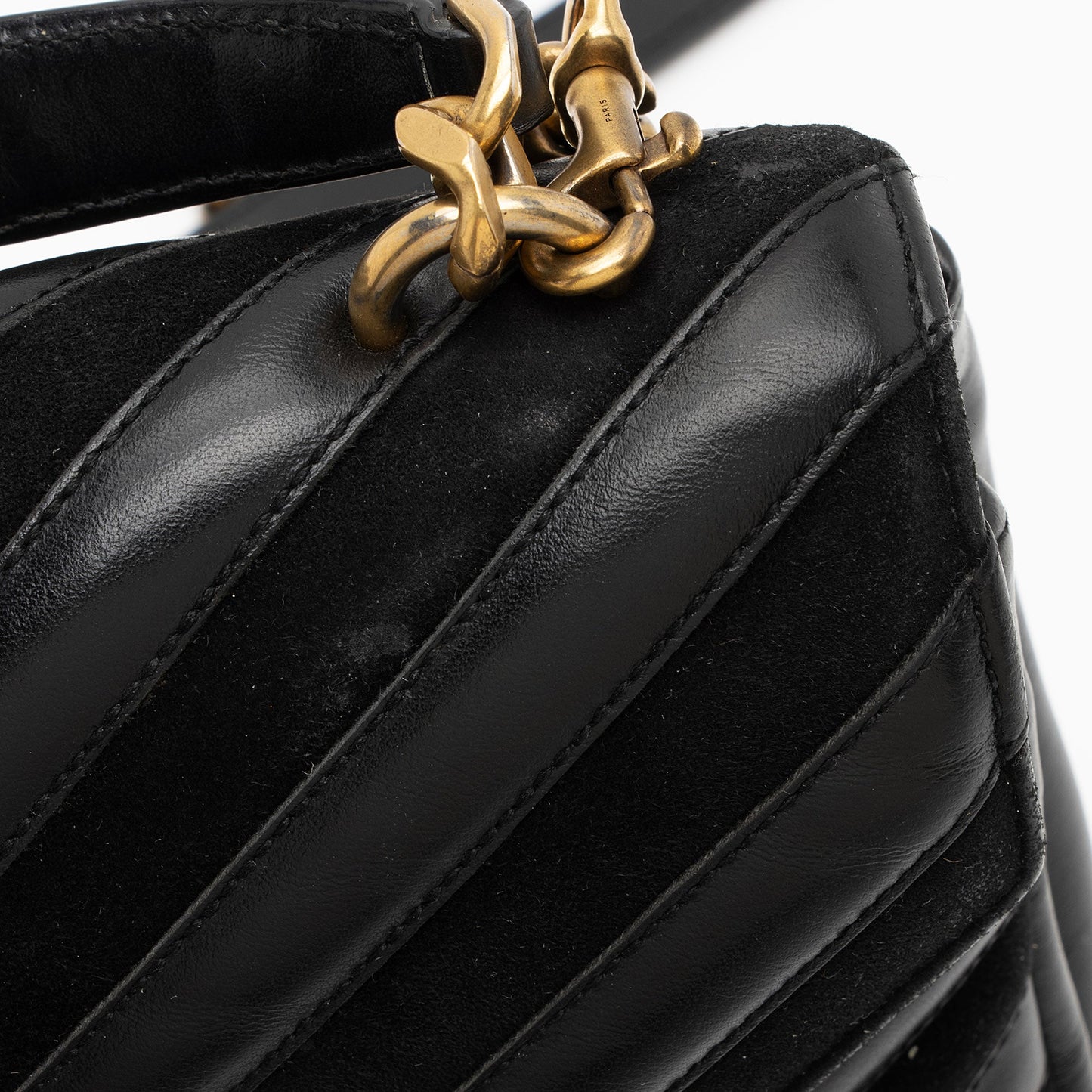 Saint Laurent Matelasse Calfskin Suede Monogram College Medium Shoulder Bag (SHF-UA4qfG)