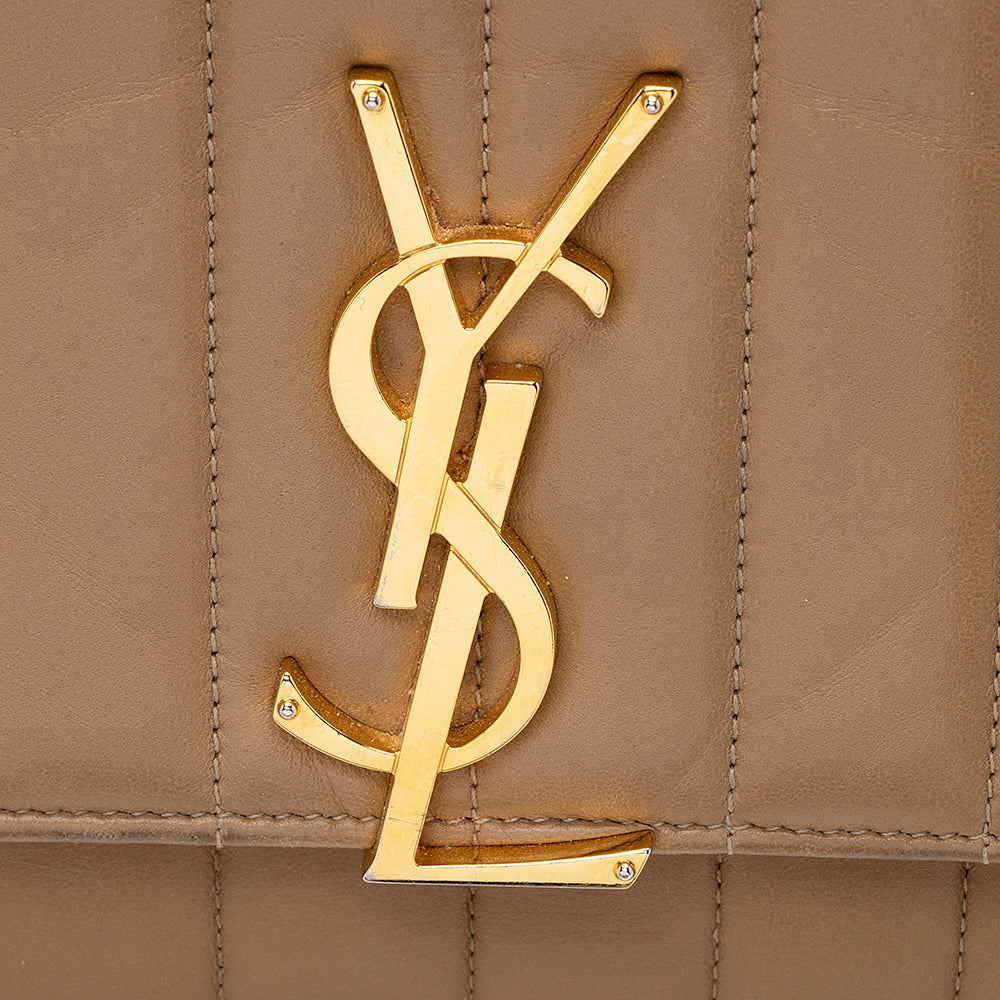 Saint Laurent Matelasse Calfskin Vicky Chain Wallet (SHF-19438)