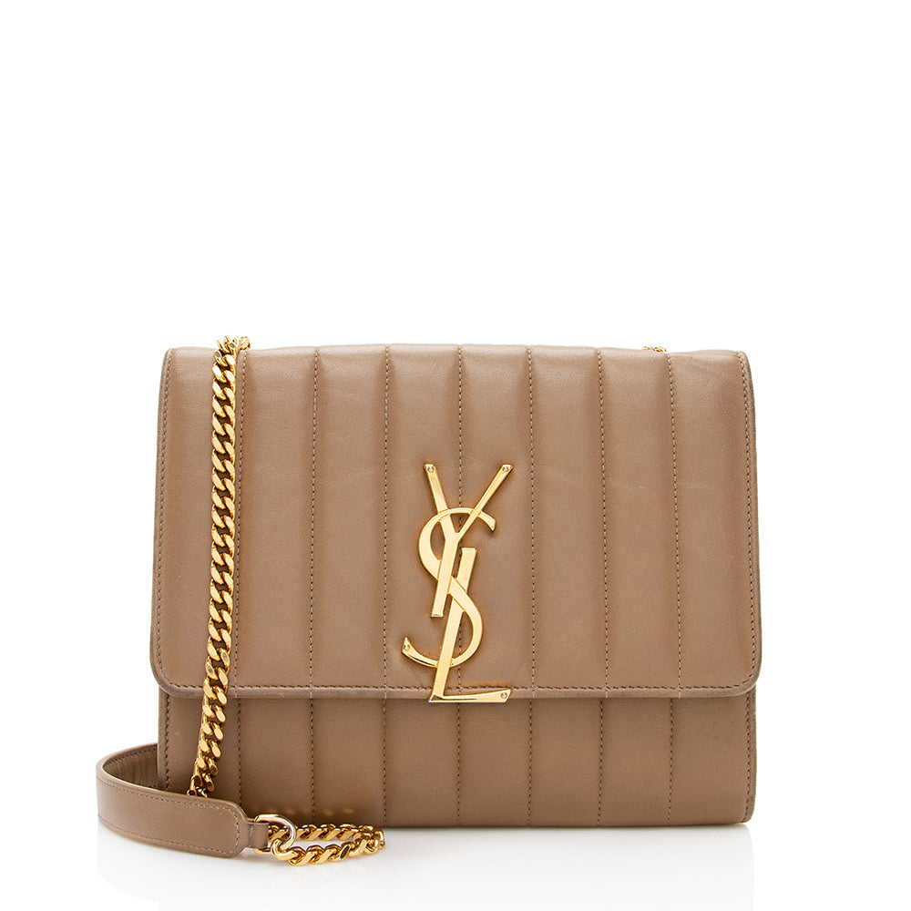 Saint Laurent Matelasse Calfskin Vicky Chain Wallet (SHF-19438)