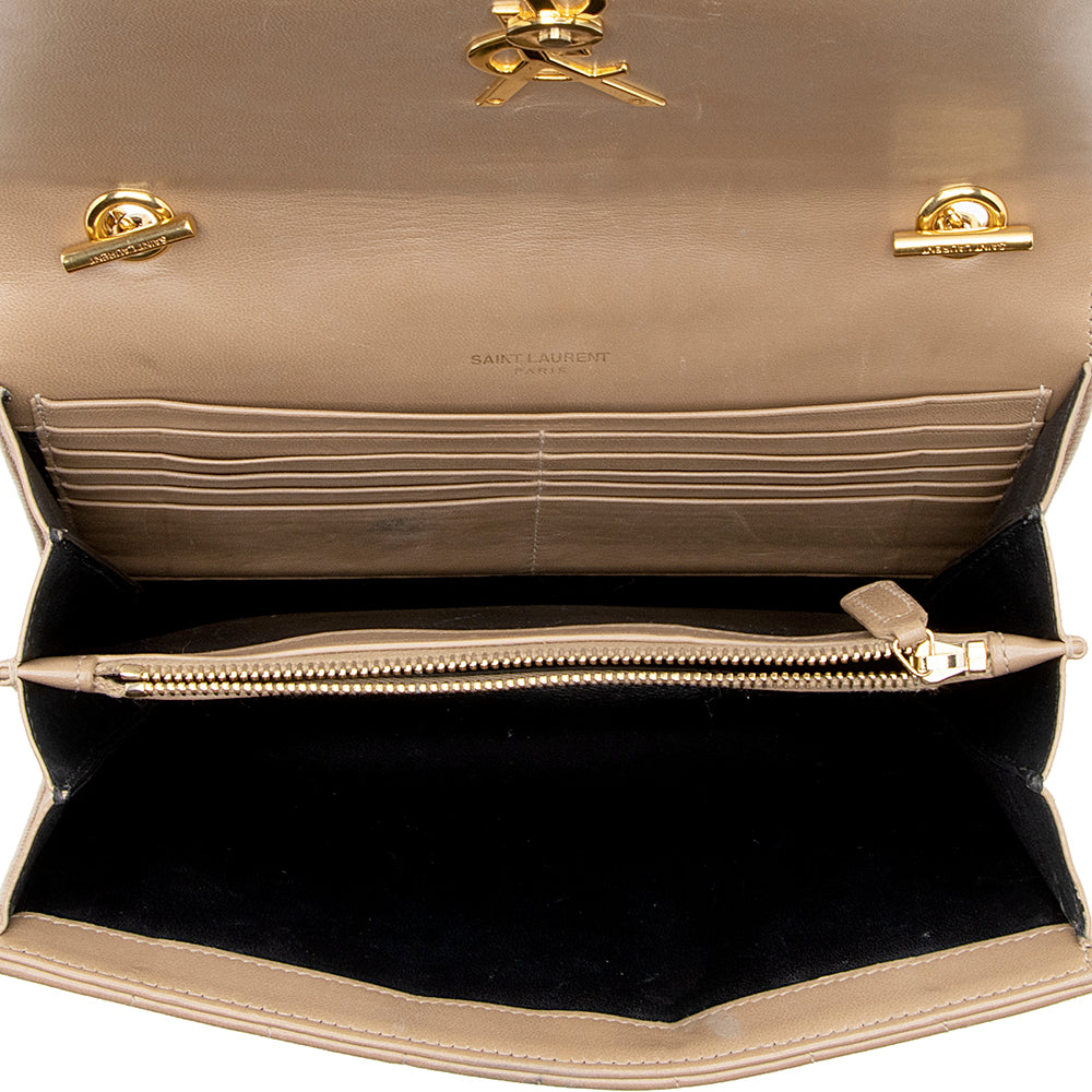 Saint Laurent Matelasse Calfskin Vicky Chain Wallet (SHF-19438)