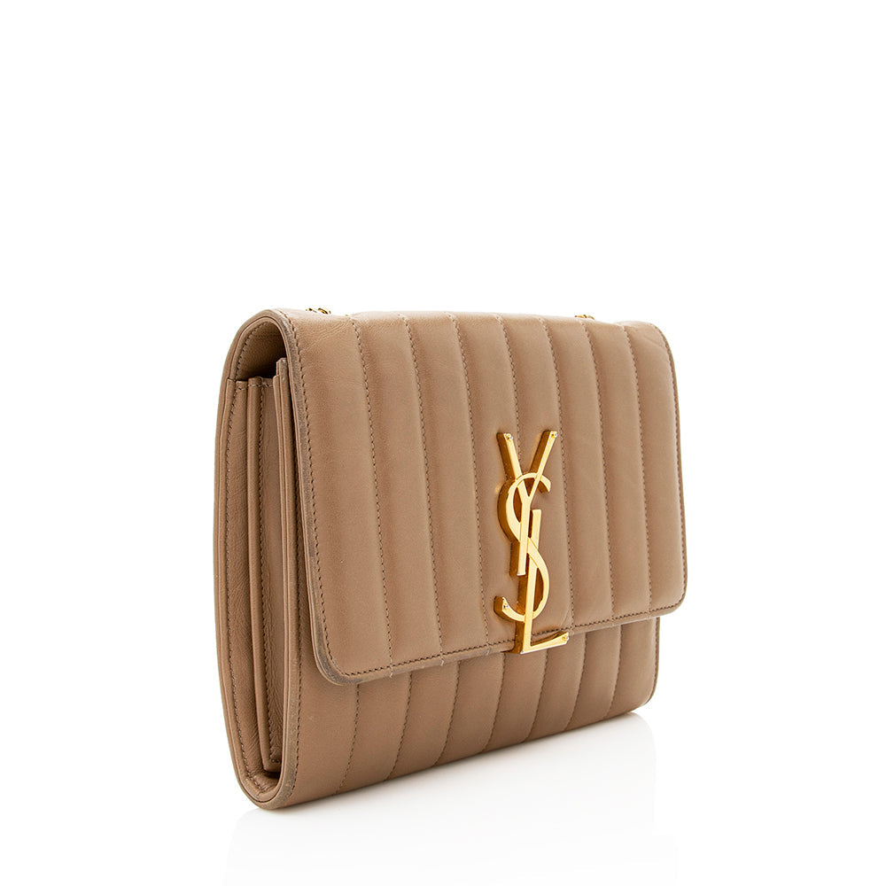 Saint Laurent Matelasse Calfskin Vicky Chain Wallet (SHF-19438)