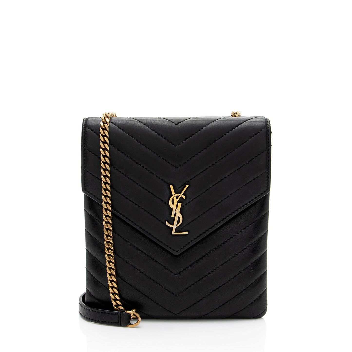 Saint Laurent Matelasse Lambskin Monogram Small Double Flap Bag