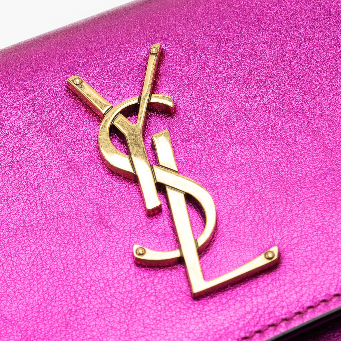 Saint Laurent Metallic Calfskin Monogram Sunset Small Shoulder Bag (SHF-UXPbK2)