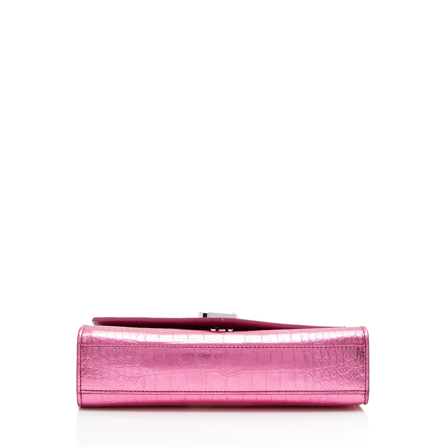 Saint Laurent Metallic Croc Embossed Leather Monogram Small Envelope Bag