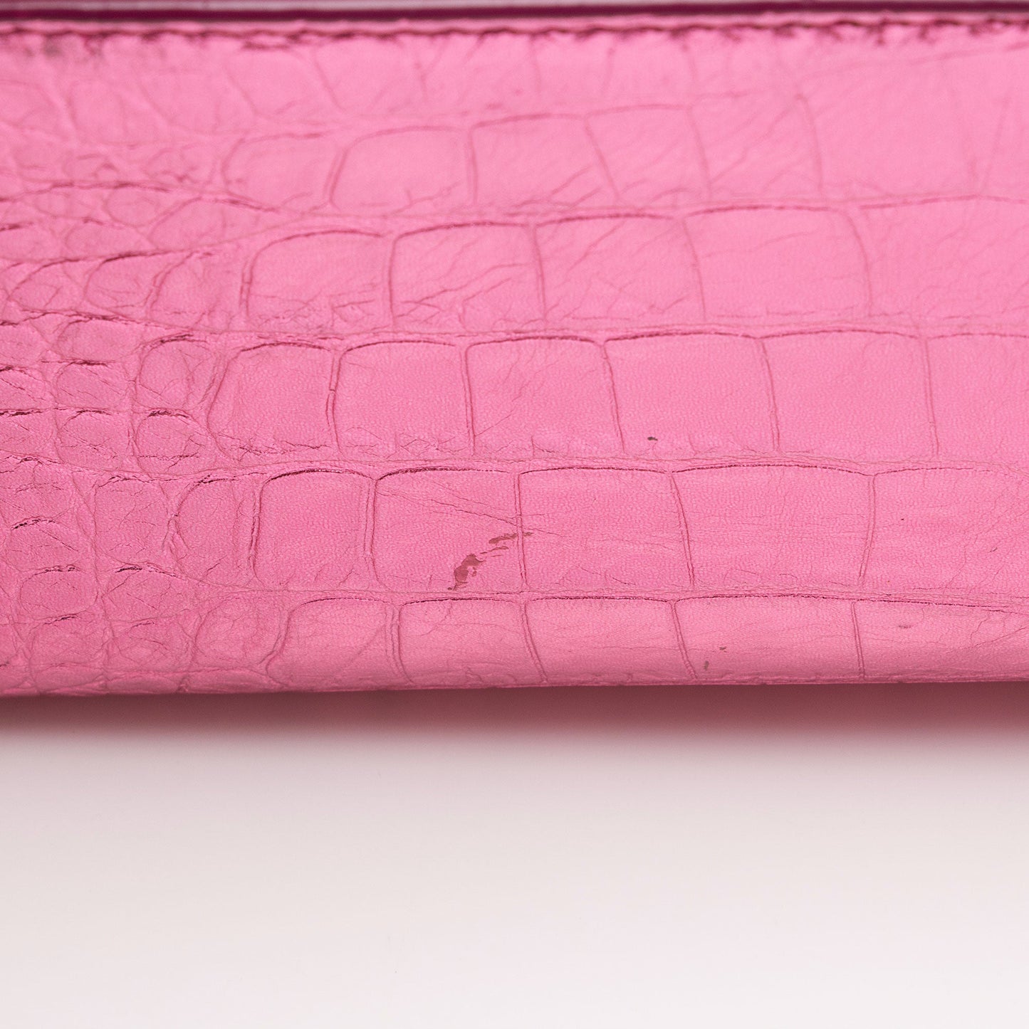 Saint Laurent Metallic Croc Embossed Leather Monogram Small Envelope Bag