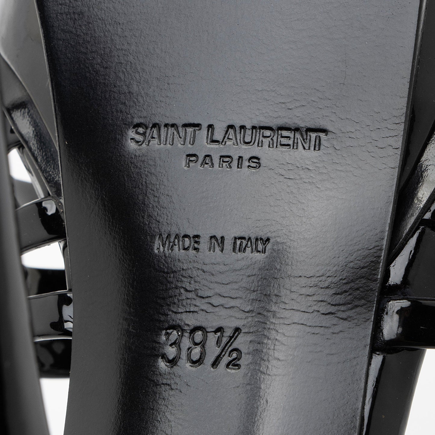 Saint Laurent Patent Leather Criss Cross Platform Sandals - Size 8.5 / 38.5