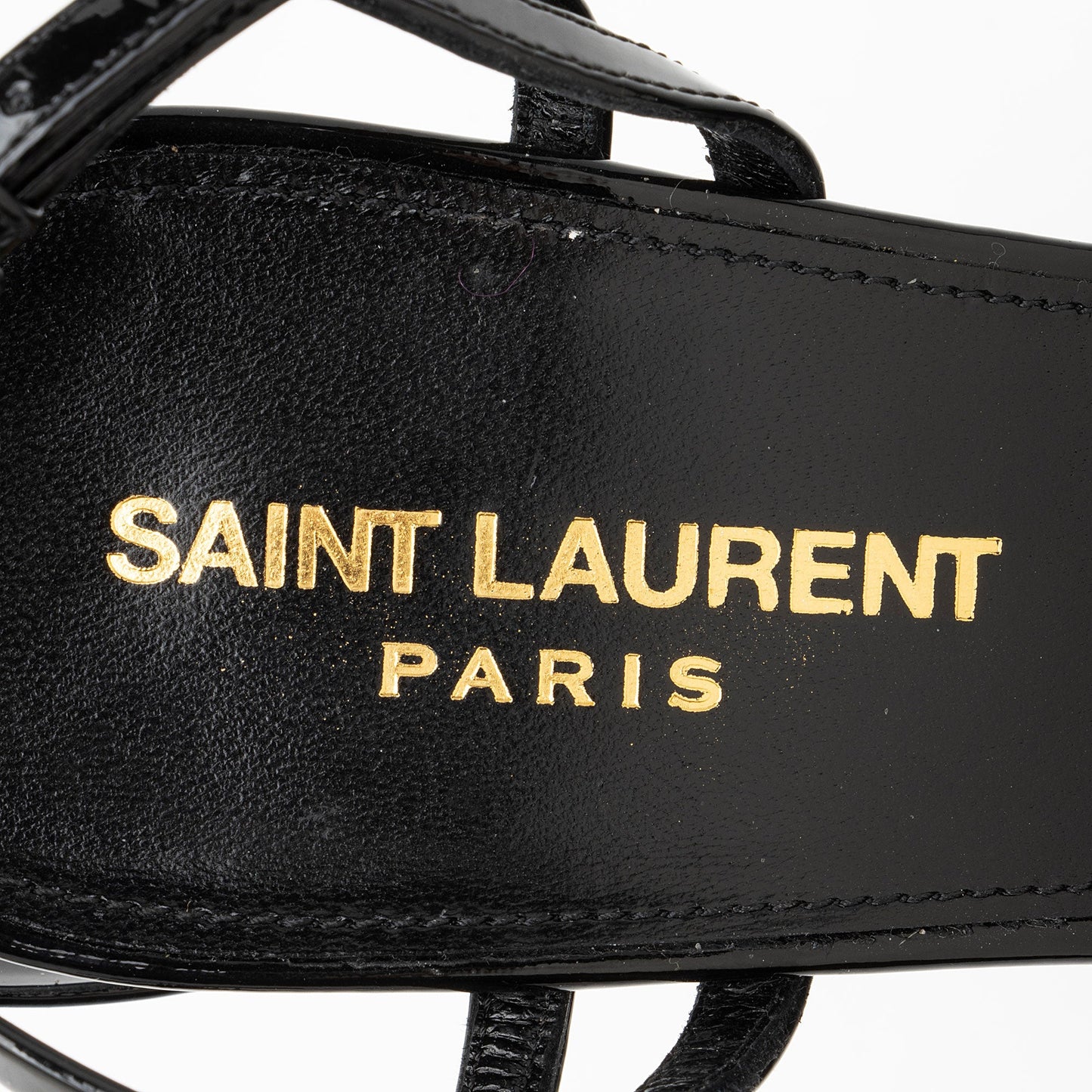 Saint Laurent Patent Leather Criss Cross Platform Sandals - Size 8.5 / 38.5