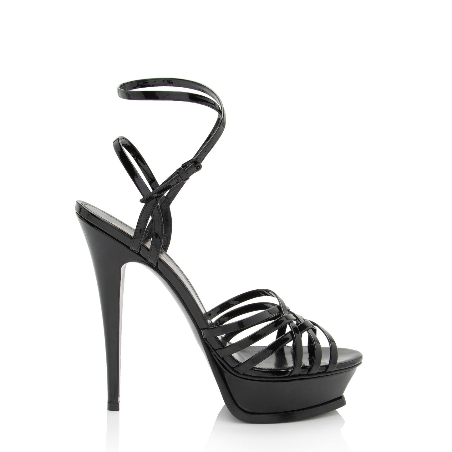 Saint Laurent Patent Leather Criss Cross Platform Sandals - Size 8.5 / 38.5