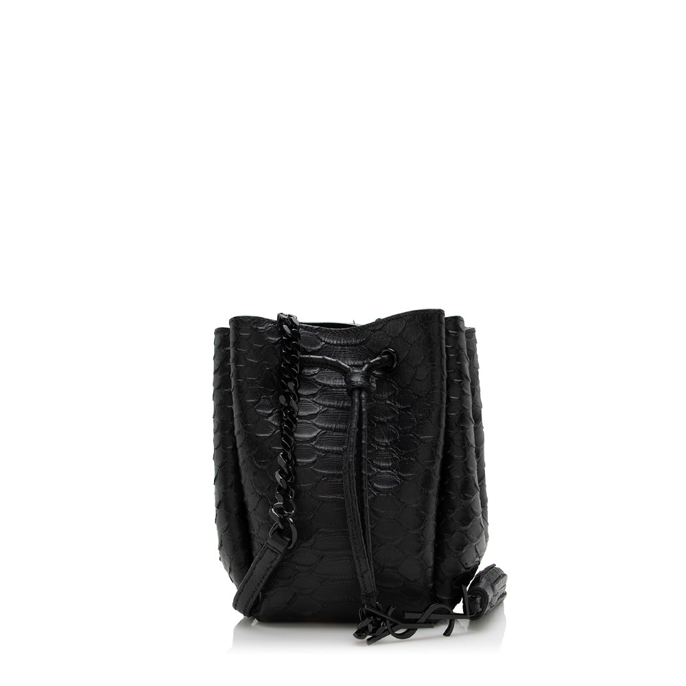 Saint Laurent Python Embossed Calfskin Mini Bucket Bag - FINAL SALE (SHF-17106)