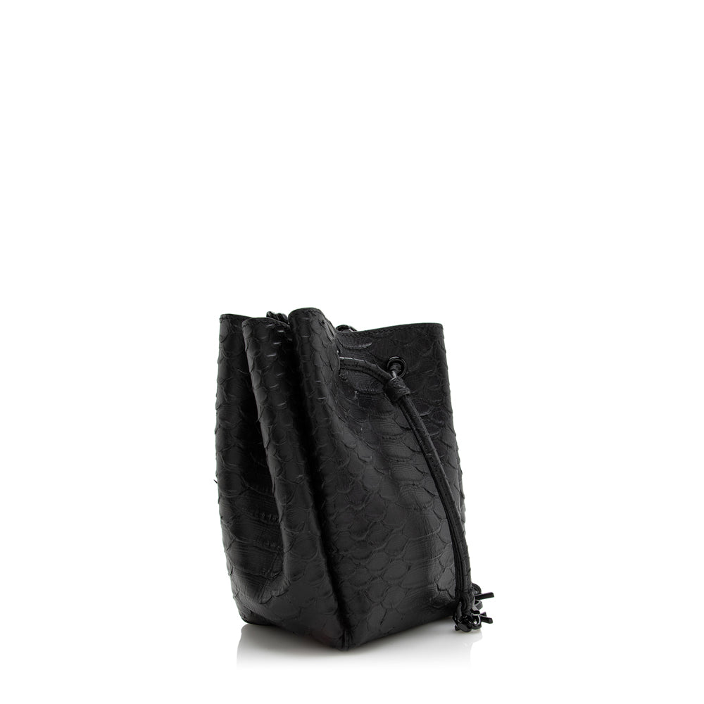 Saint Laurent Python Embossed Calfskin Mini Bucket Bag - FINAL SALE (SHF-17106)