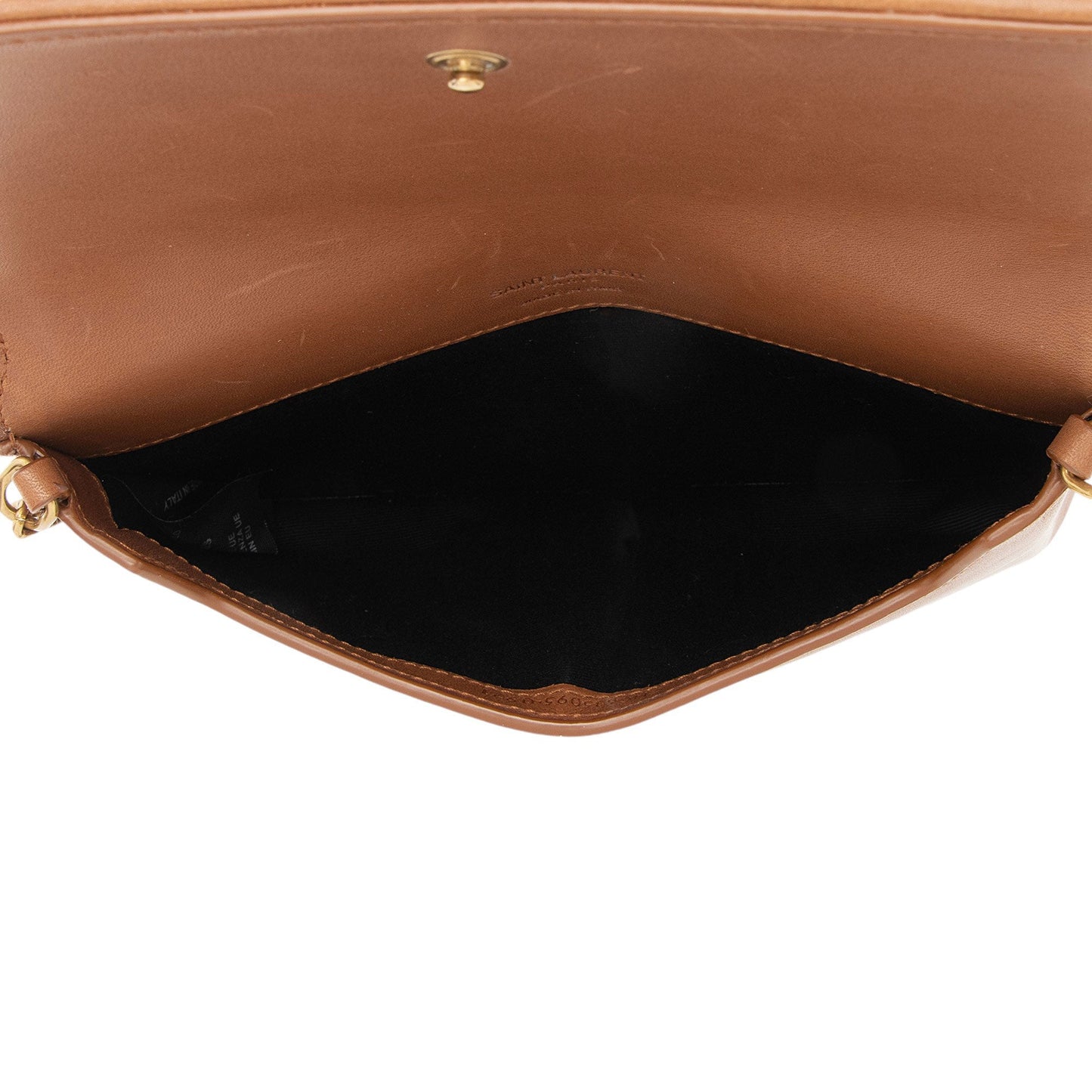 Saint Laurent Smooth Calfskin Shearling Phone Holder Shoulder Bag (SHF-m39ejH)