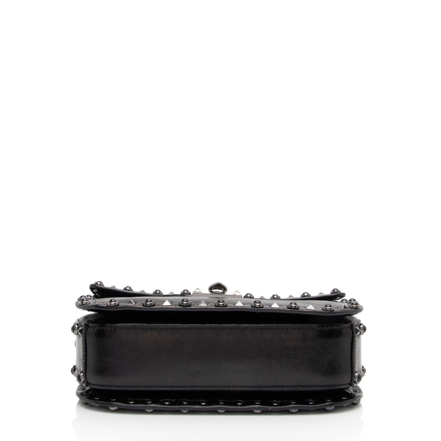 Valentino Craquele Calfskin Rolling Rockstud Guitar Strap Medium Crossbody (SHF-O6C3vW)