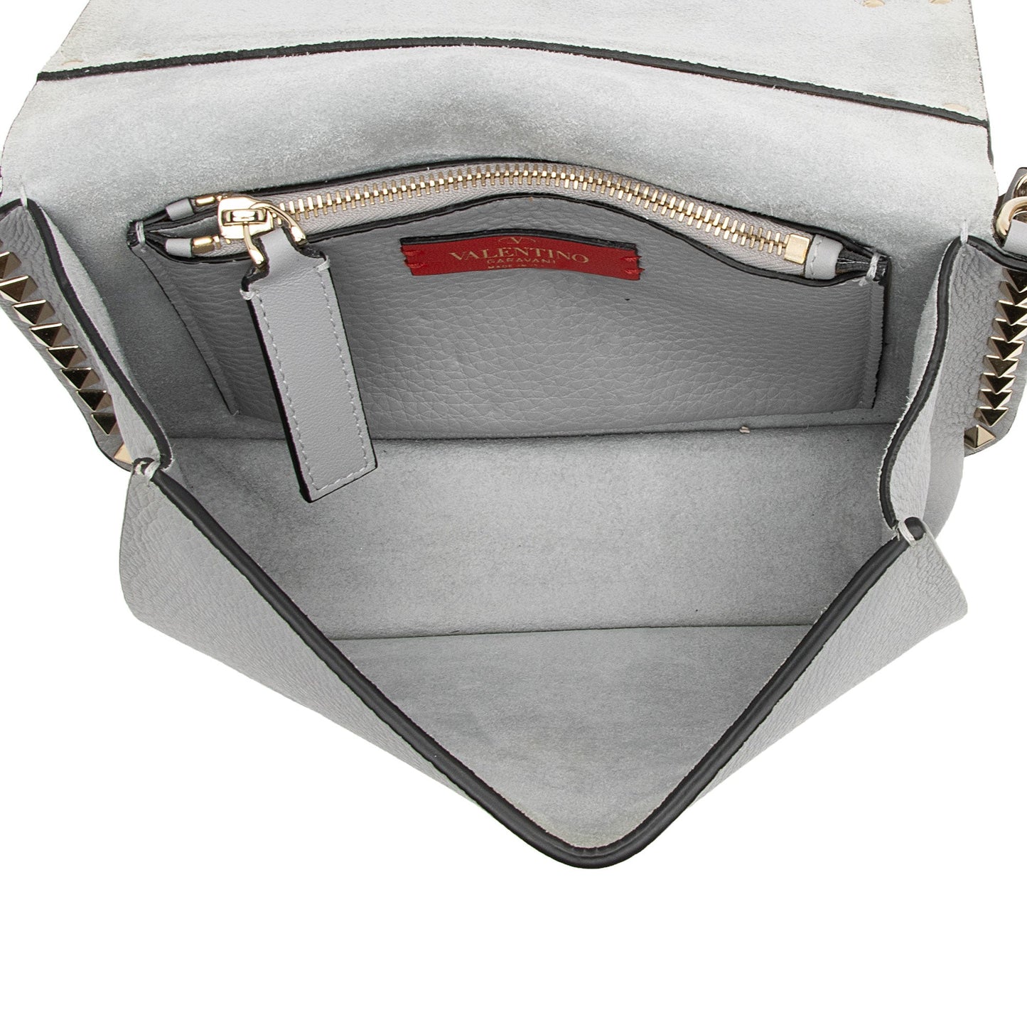 Valentino Grainy Calfskin Rockstud Flap Side Slip Crossbody (SHF-goZOPK)