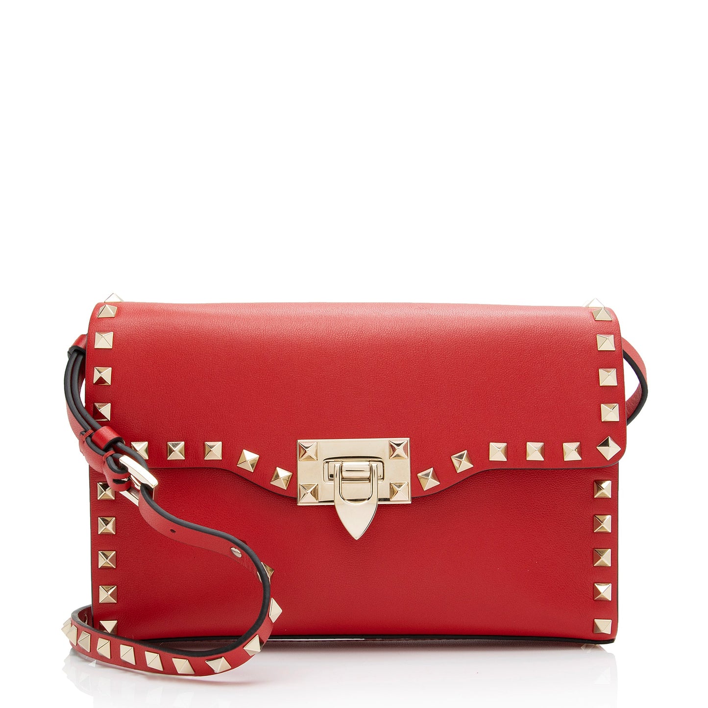 Valentino Grainy Calfskin Rockstud Flap Small Crossbody Bag (SHF-gUNU2H)
