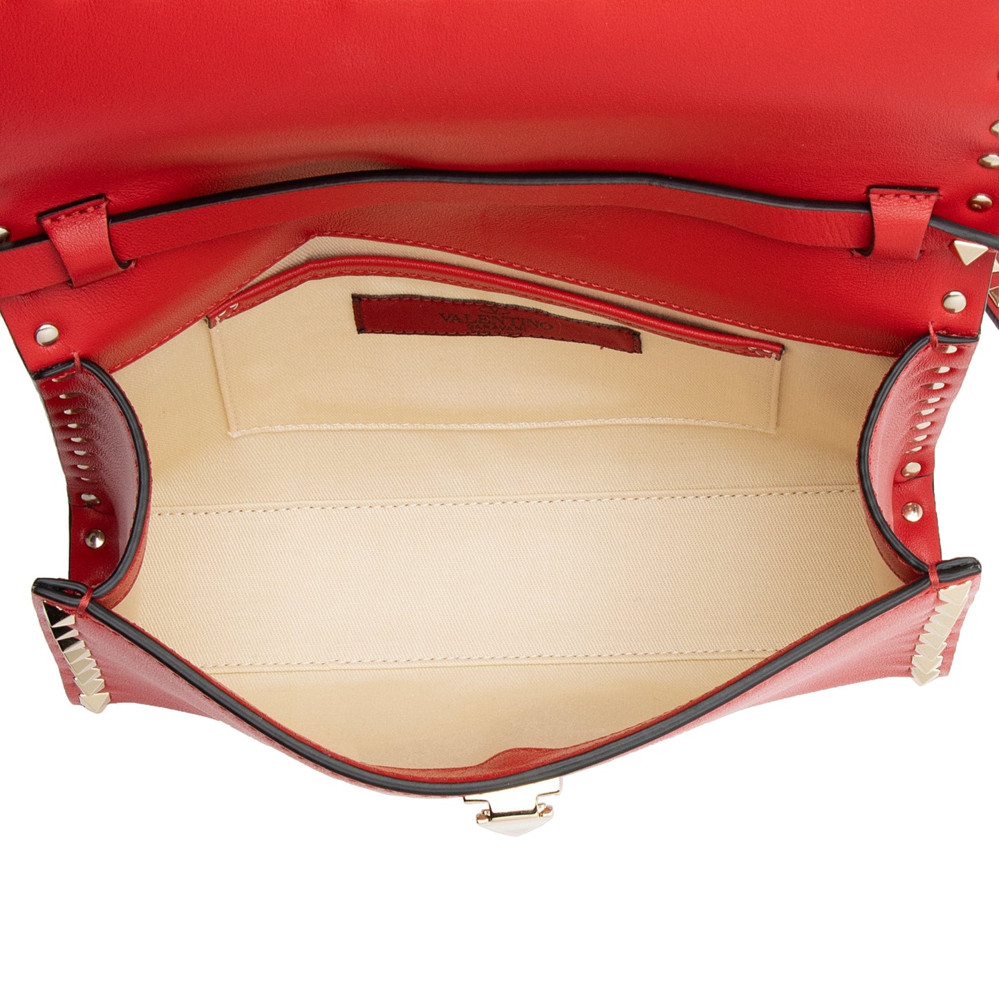 Valentino Grainy Calfskin Rockstud Flap Small Crossbody Bag (SHF-gUNU2H)