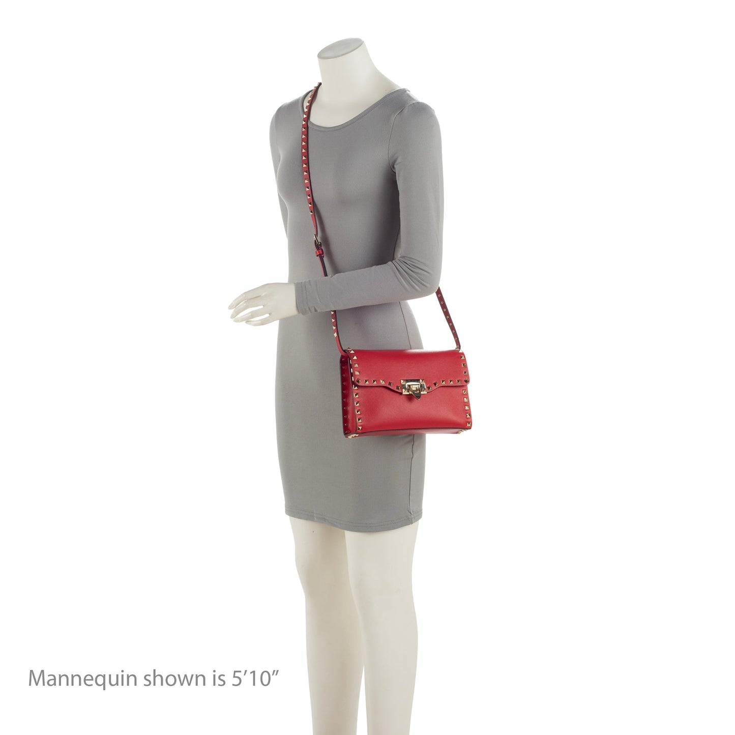 Valentino Grainy Calfskin Rockstud Flap Small Crossbody Bag (SHF-gUNU2H)