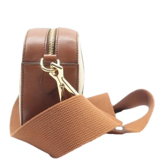 GUCCI Vintage Web Canvas Shoulder Bag Beige 575073