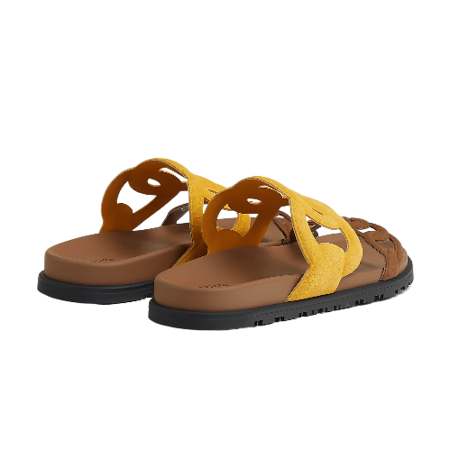 Hermes Extra Sandal Jaune Topaze / Brun Fume