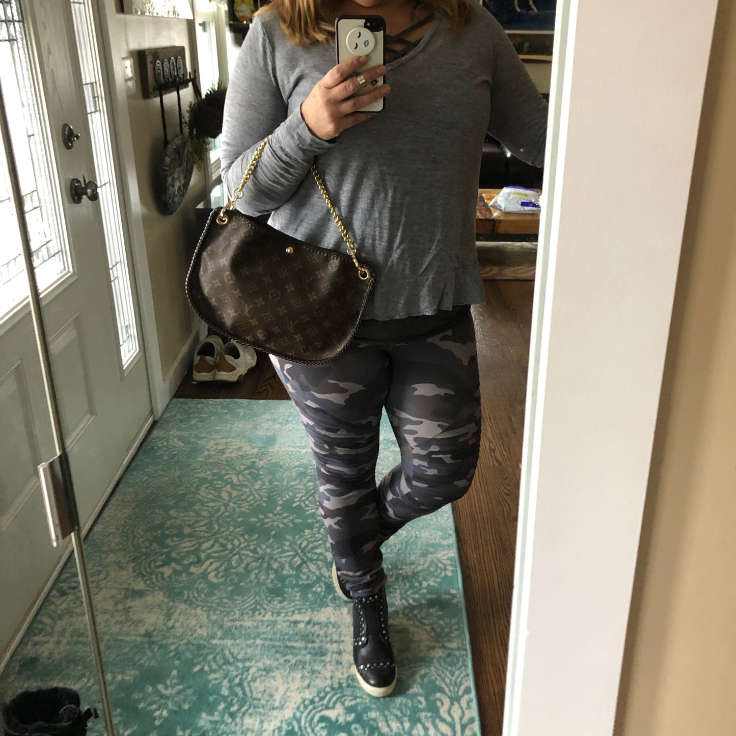 The Peacock -Orvis bags Monogram Hobo Crossbody - Gold Hardware