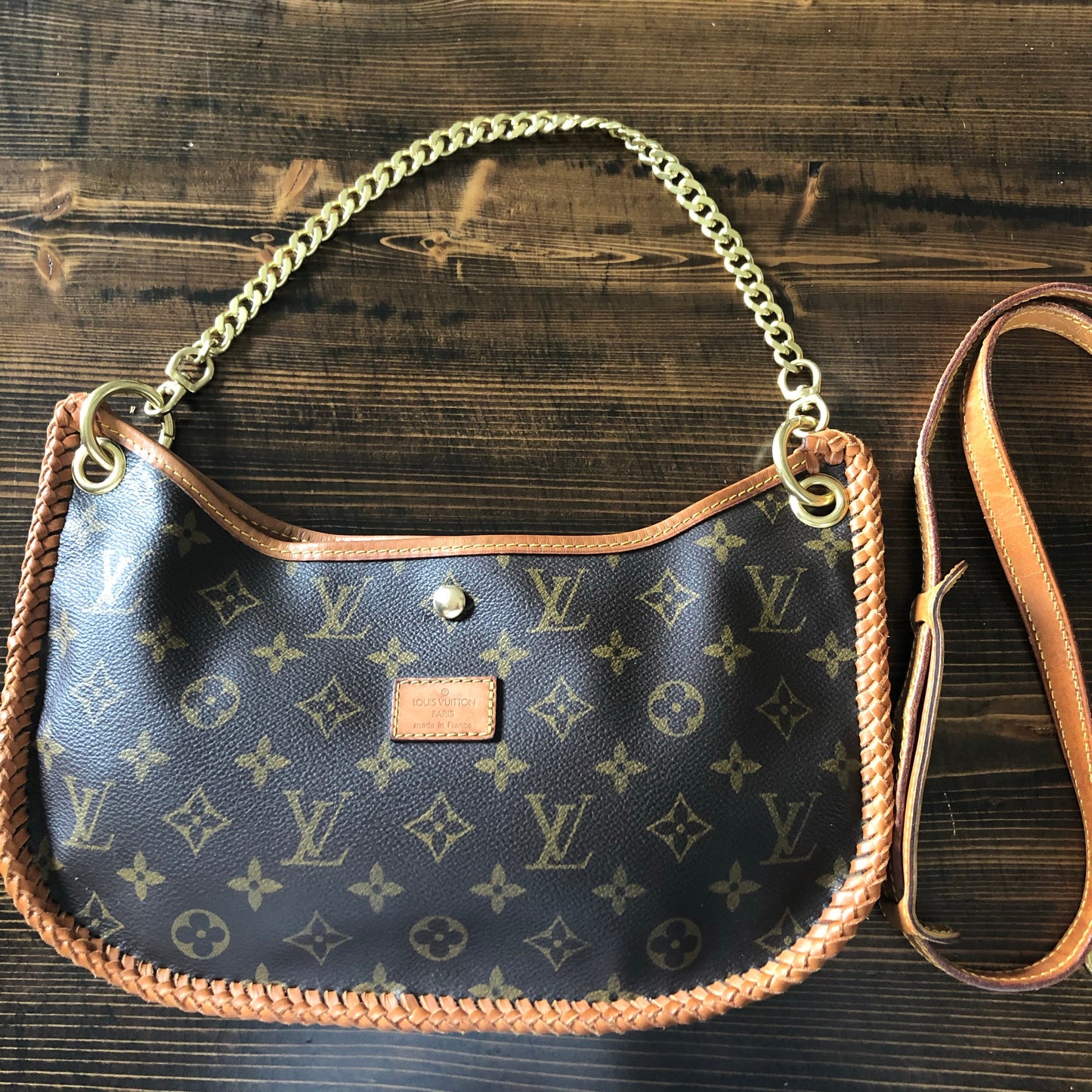 The Peacock -Orvis bags Monogram Hobo Crossbody - Vachetta and Brass