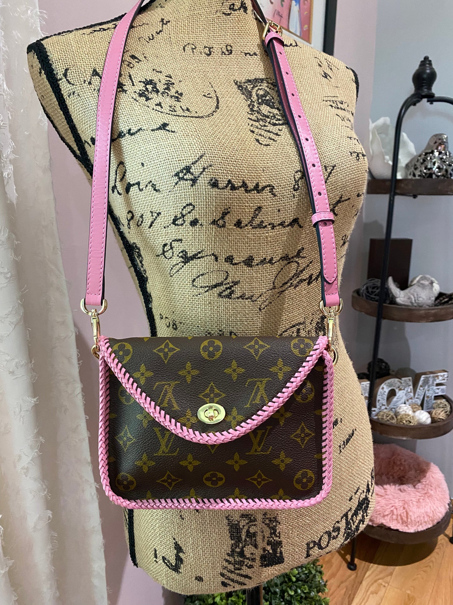 The Falcon with Sides - Monogram Crossbody in Pink