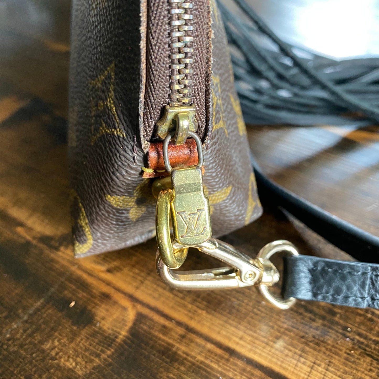 The Junco -Orvis bags Monogram in Black with Turquoise Crossbody Bag