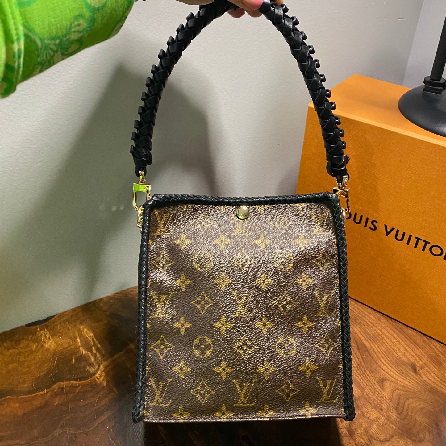 The Stork Crossbody Tote in Black Monogram