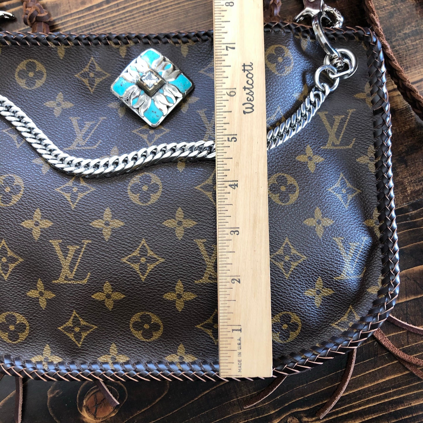 The Peacock -Orvis bags Monogram Hobo Crossbody - Silver Hardware