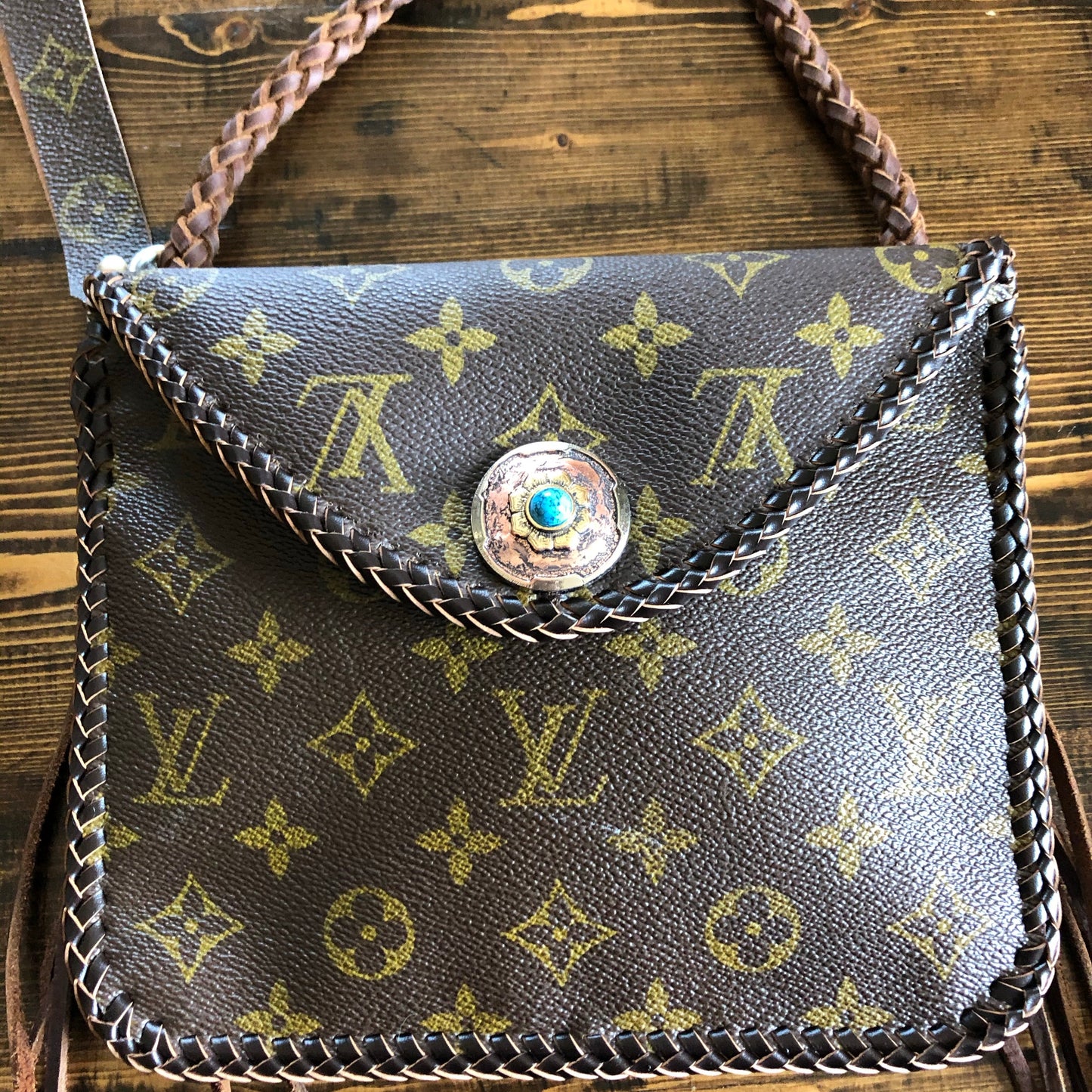 The Falcon with Back Pocket - Brown Monogram Wristlet/Crossbody/Clutch