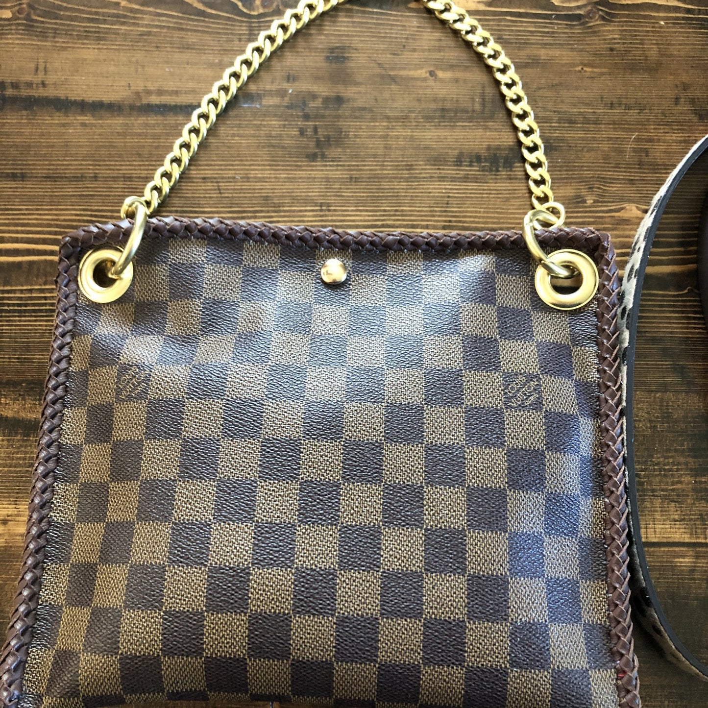 The Nuthatch -Orvis bags Damier Crossbody with Cheetah Strap
