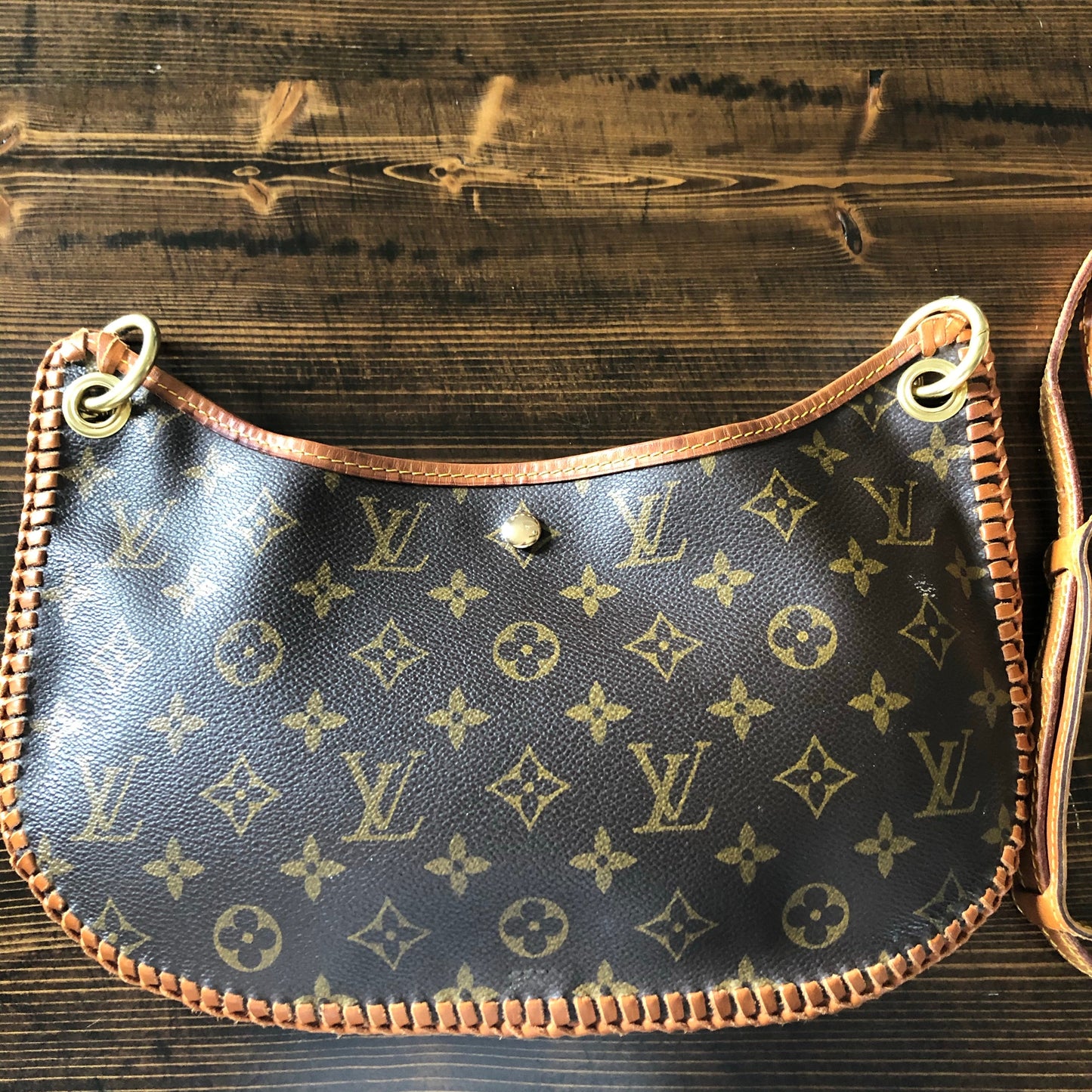 The Peacock -Orvis bags Monogram Hobo Crossbody - Vachetta and Brass