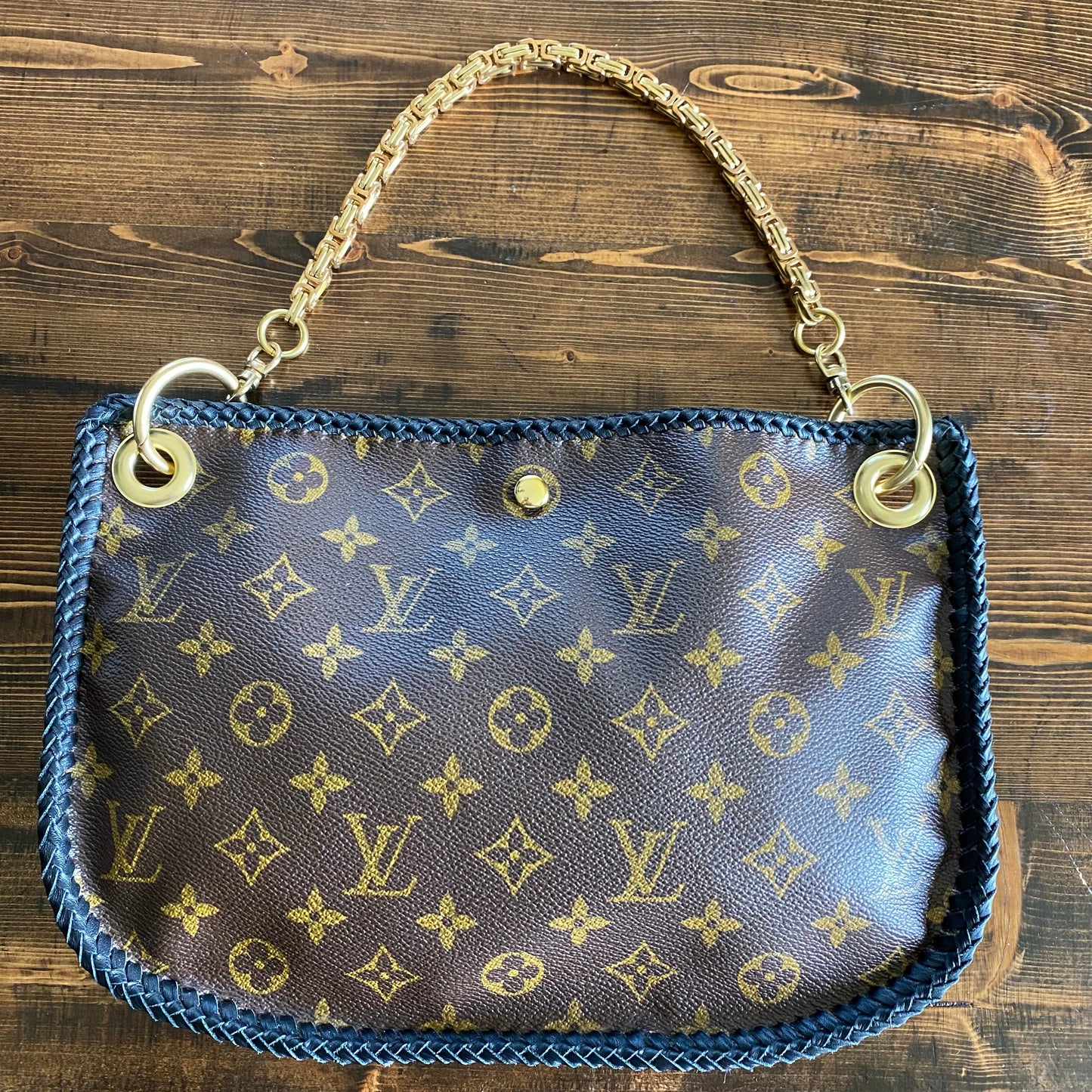 The Peacock -Orvis bags Monogram Hobo Crossbody in Black - Brass Hardware