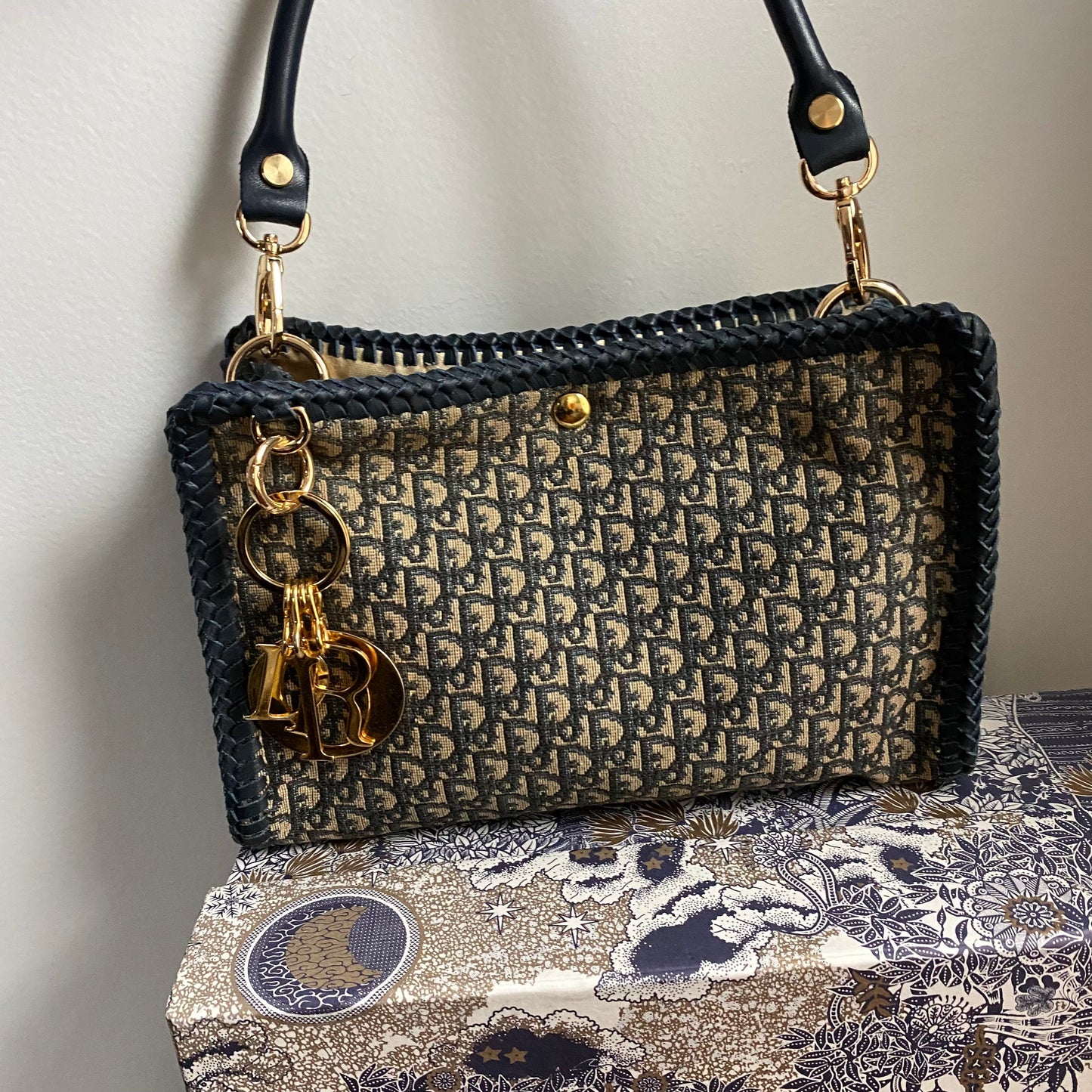 The Swan Crossbody/Tote -Orvis bags Dior Trotter Canvas in Navy (TWO straps!)