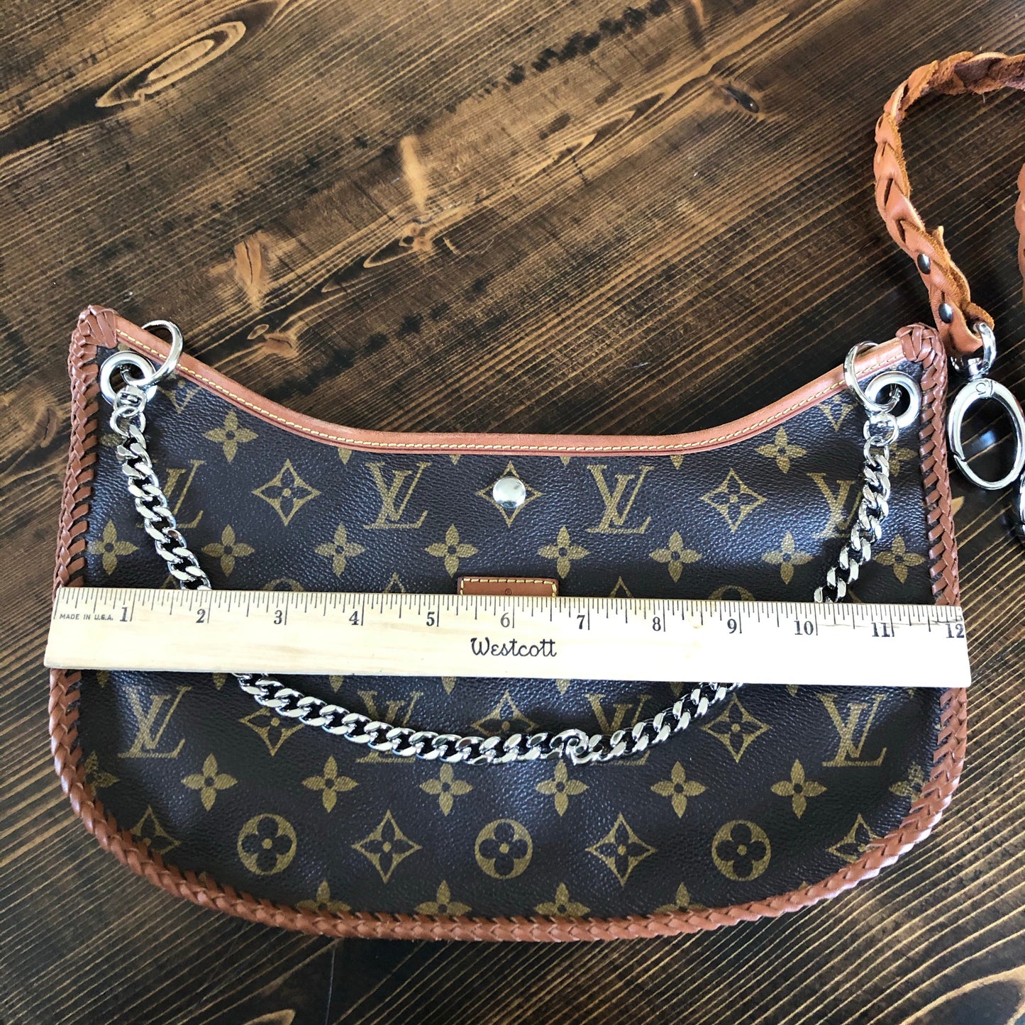 The Peacock -Orvis bags Monogram Hobo Shoulder/Crossbody Bag - Silver Hardware