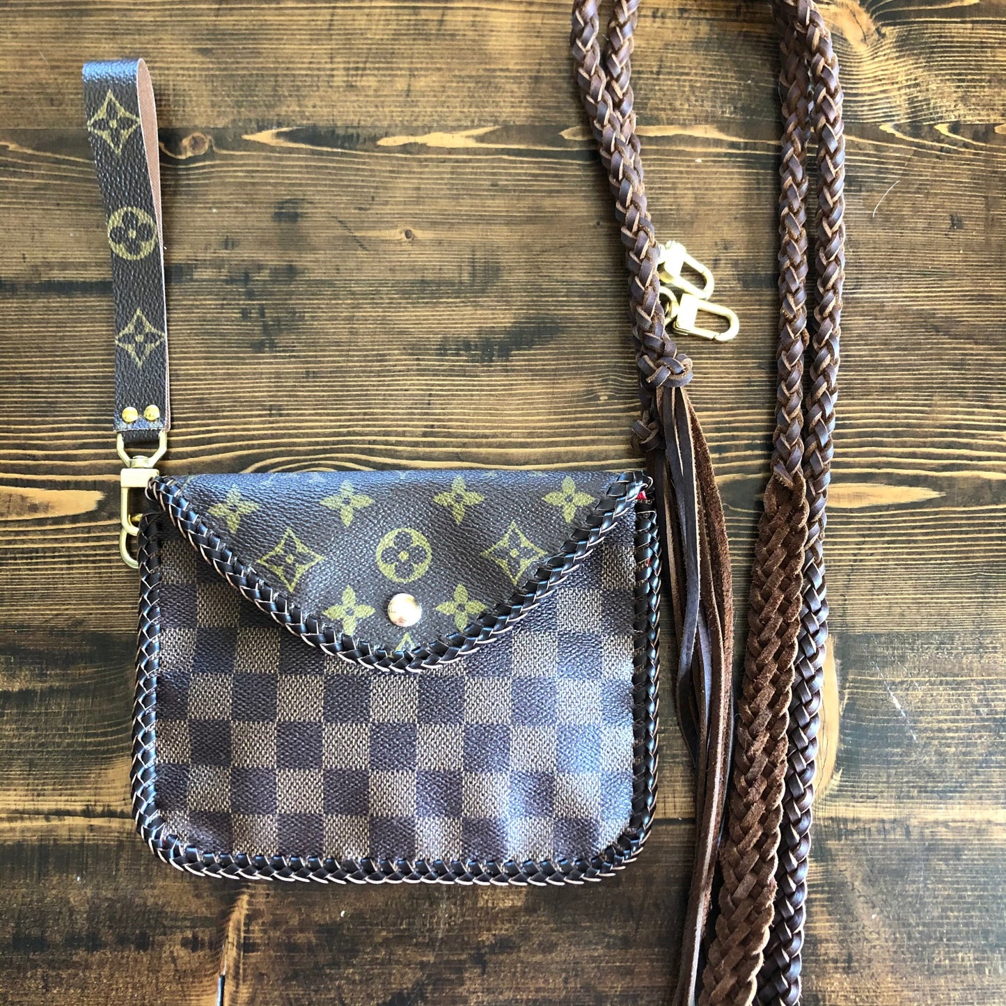 The Falcon -Orvis bags Damier/Monogram Mix Wristlet/Crossbody/Clutch