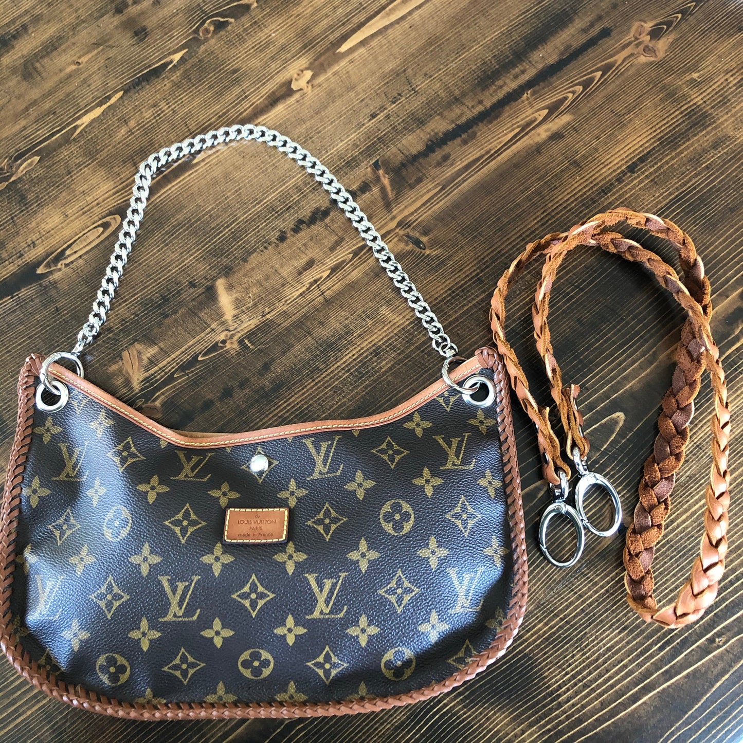 The Peacock -Orvis bags Monogram Hobo Shoulder/Crossbody Bag - Silver Hardware