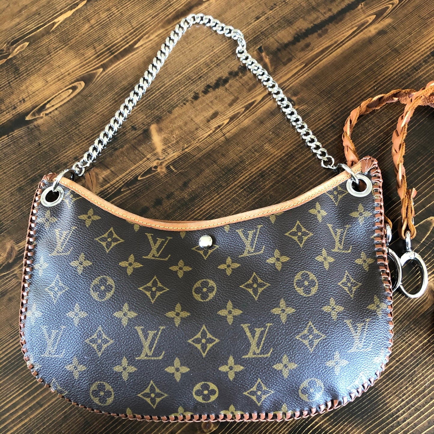 The Peacock -Orvis bags Monogram Hobo Shoulder/Crossbody Bag - Silver Hardware