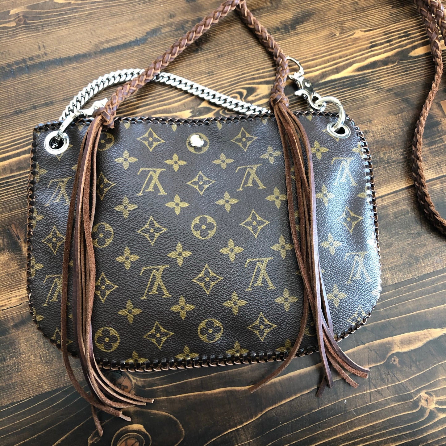 The Peacock -Orvis bags Monogram Hobo Crossbody - Silver Hardware