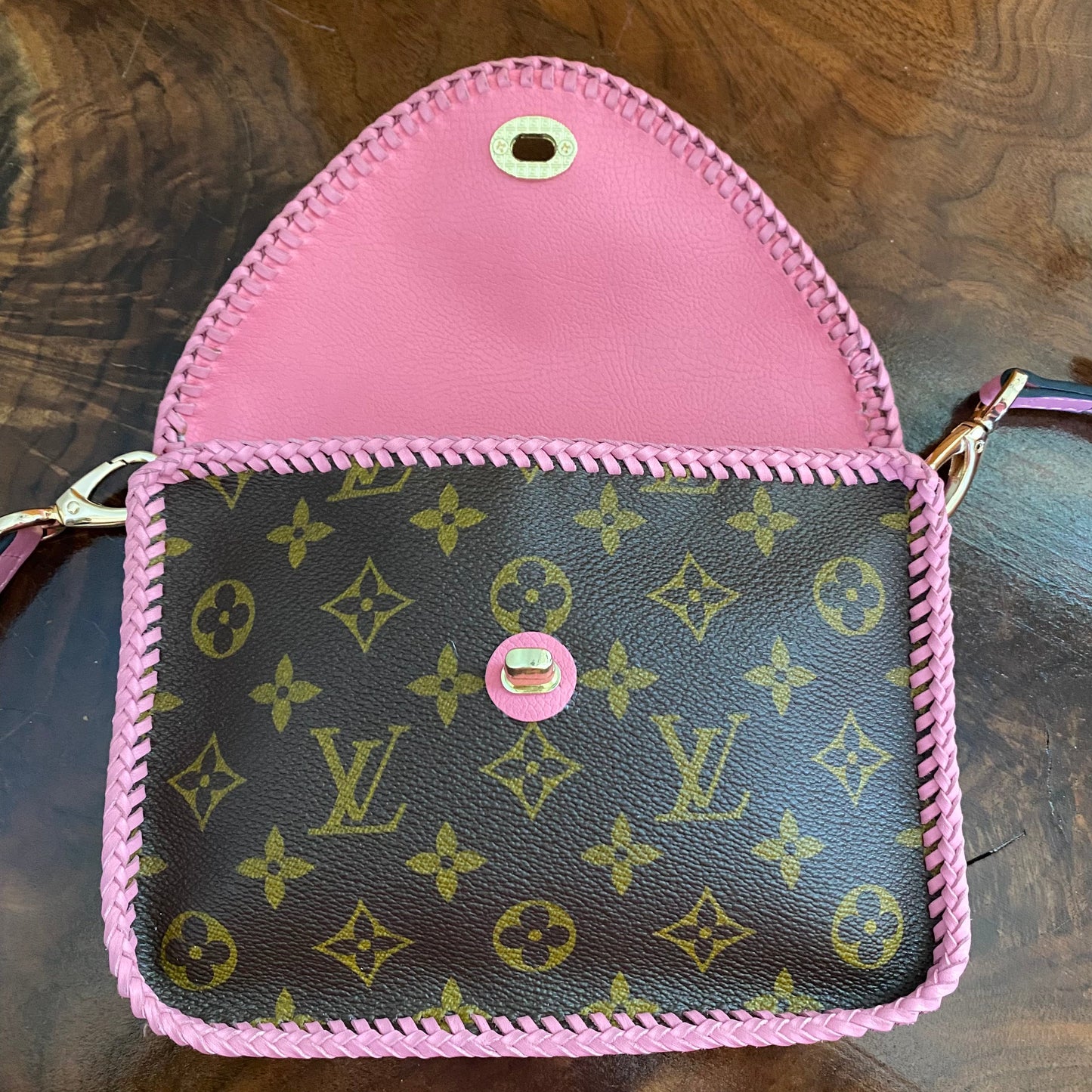 The Falcon with Sides - Monogram Crossbody in Pink