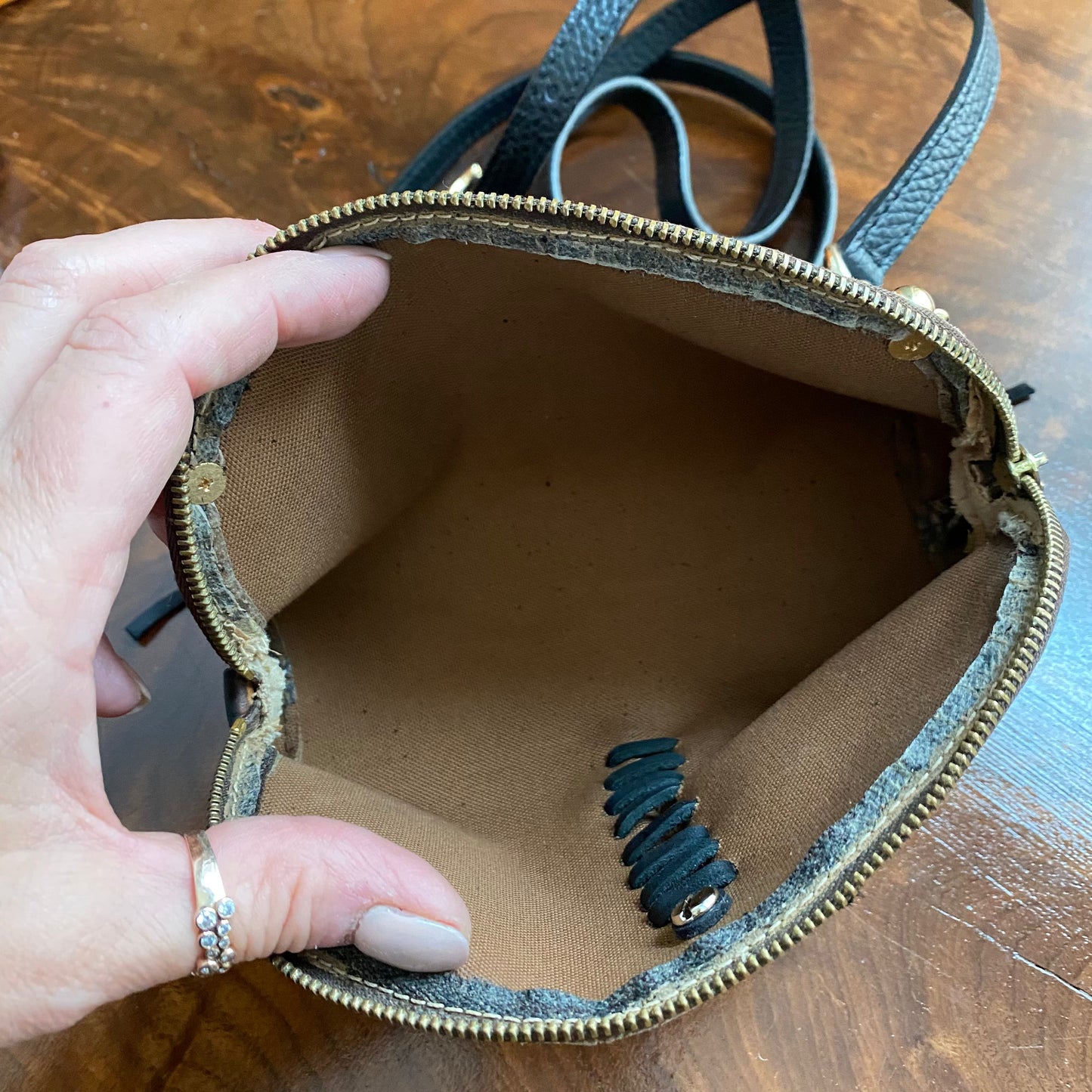 The Junco Crossbody Bag -Orvis bags Monogram with black fringe