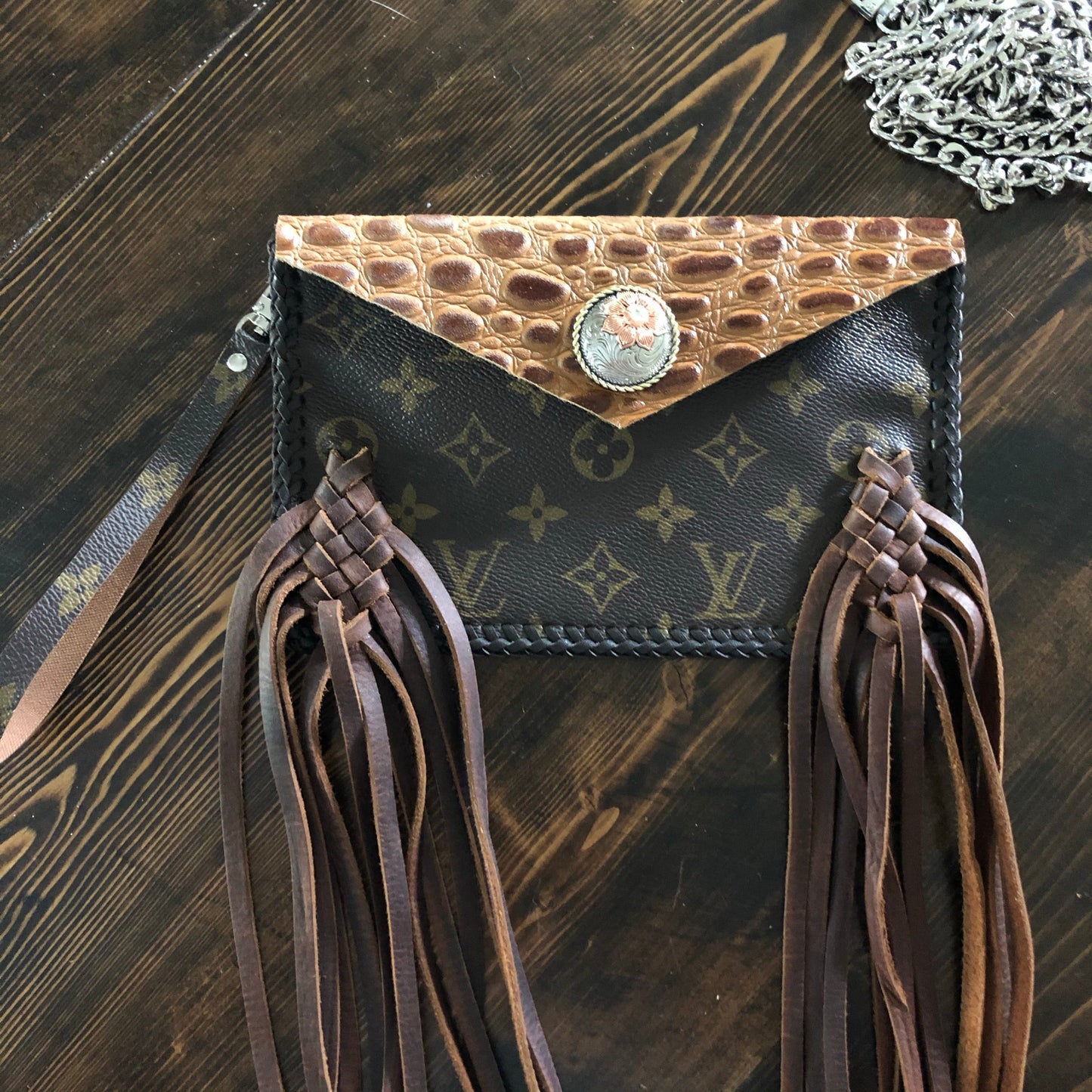 The Fringed Wren - CognacOrvis bags Wristlet/Crossbody/Clutch Bag