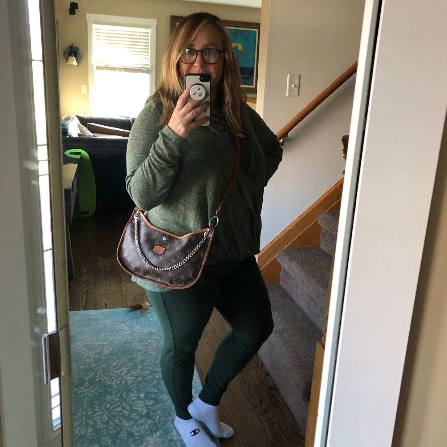 The Peacock -Orvis bags Monogram Hobo Shoulder/Crossbody Bag - Silver Hardware