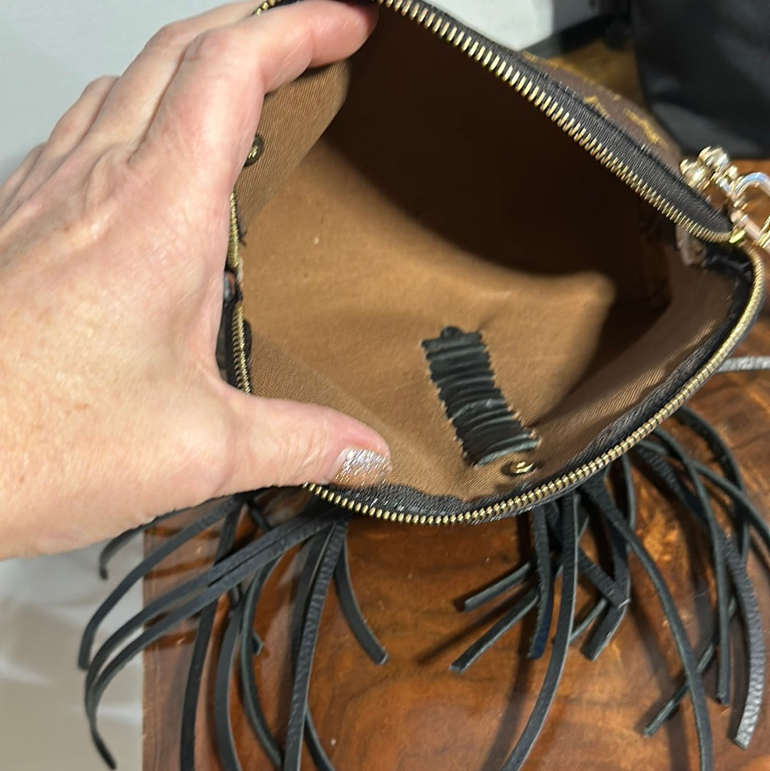 The Junco Crossbody -Orvis bags Monogram in Black Fringe