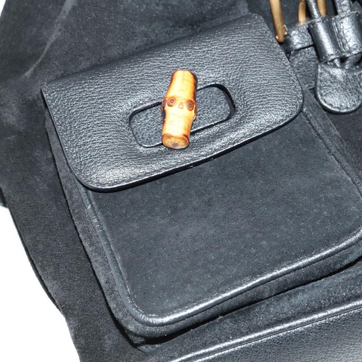 Gucci Bamboo Black Suede Backpack Bag
