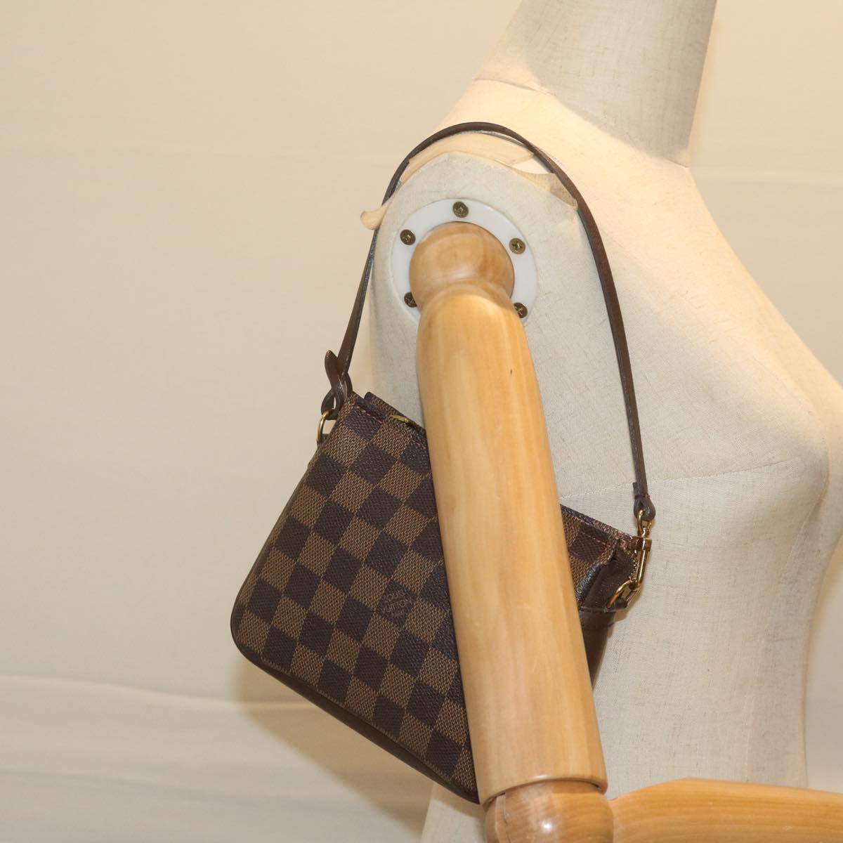 Louis Vuitton Cosmetic Pouch Brown Canvas Clutch Bag