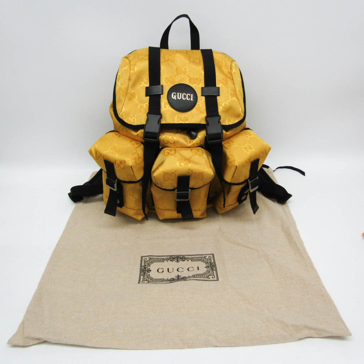 Gucci Off The Grid Yellow Canvas Backpack Bag