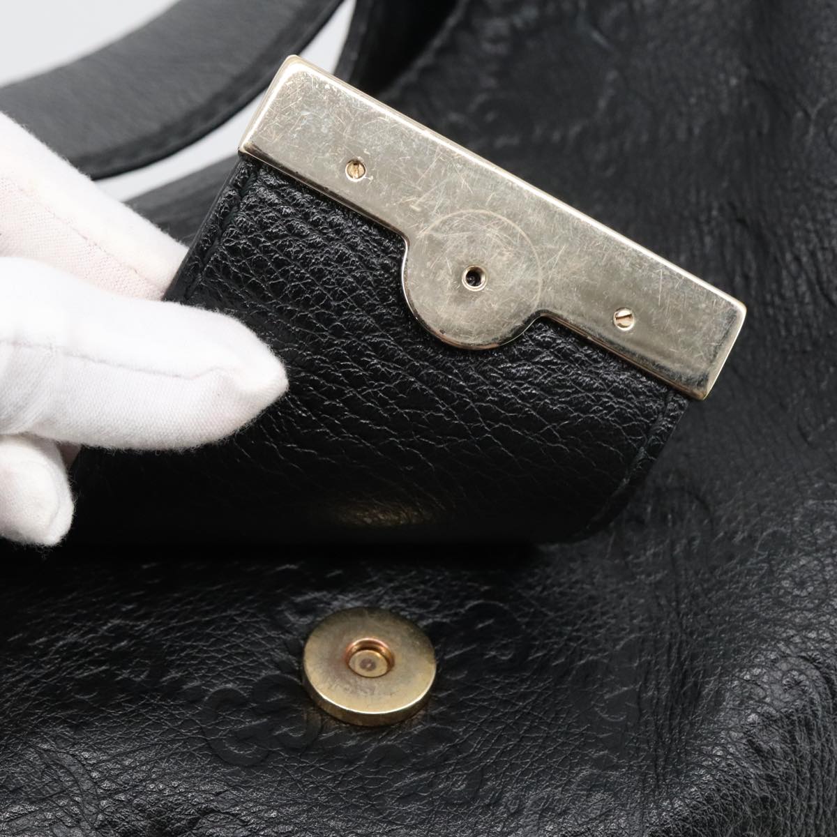 Gucci Guccissima Black Leather Shoulder Bag