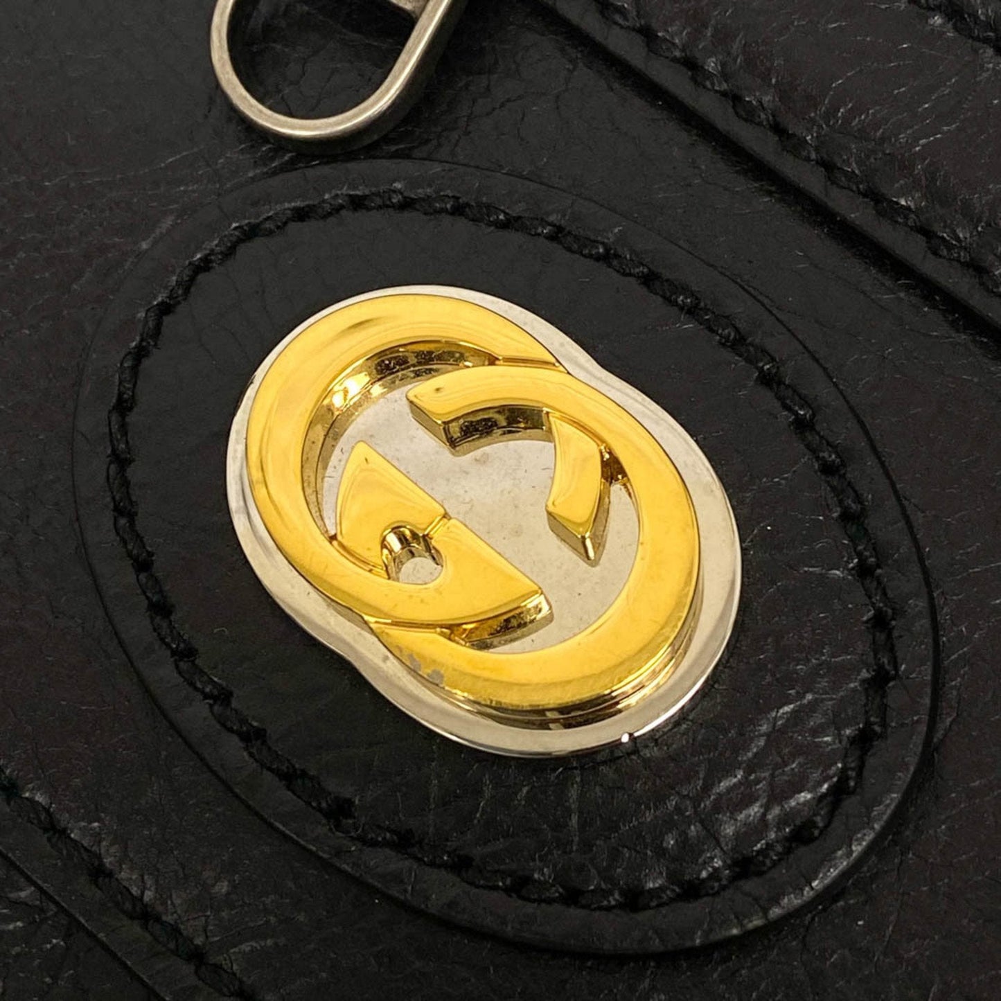 Gucci Interlocking G Black Leather Shoulder Bag