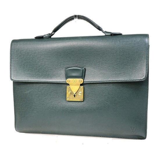 Louis Vuitton Serviette Kourad Green Leather Briefcase Bag ()