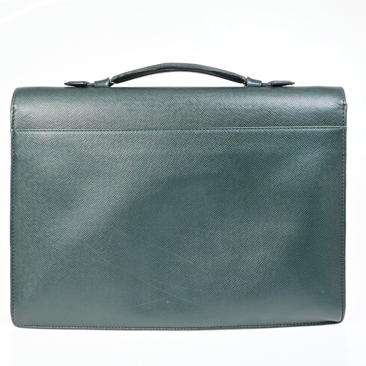 Louis Vuitton Serviette Kourad Green Leather Briefcase Bag